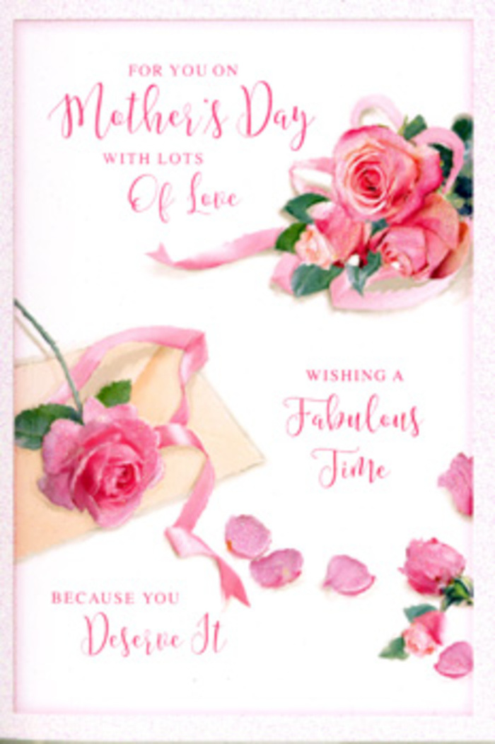 This image shows a Mother's Day card whose design has the quiet elegance of a hand-tied rose bouquet, as though imagined by an experienced Brent florist. Across a warm white background, a romantic cluster of pink roses takes centre stage, spilling diagonally across the card with natural grace. Each rose is depicted in full bloom, the petals gently unfurling in concentric layers that create a soft, rounded silhouette. The colour palette moves from delicate blush at the rim of each petal to a more saturated rosy pink closer to the centre, evoking the freshness of flowers newly arranged in a vase on a Kingsbury windowsill. Around the main cluster, individual petals have fallen loose, forming a scattered halo that brings a sense of lightness and movement, reminiscent of petals dropping one by one as a bouquet is carefully adjusted on a florist's bench. Interlaced among the blooms is a slender ribbon in a muted pastel tone, its loops and curves catching the light in a way that suggests smooth satin, much like the finishing touch on a bouquet prepared for delivery across Brent. Flowing hand-lettered script arcs and winds its way through the open spaces on the card, presenting warm, affectionate Mother's Day sentiments in an elegant, slightly whimsical style. The ink colour seems harmoniously chosen-perhaps a soft charcoal or dusky pink-to complement the floral artwork without dominating it. Gentle, diffuse lighting spreads evenly over the scene, washing everything in a calm, flattering glow and emphasising the tenderness of the message. Altogether, the design feels like a visual whisper of appreciation and rest, a paper companion to the kind of thoughtful floral gift friends and family send to mothers throughout Brent's diverse neighbourhoods.